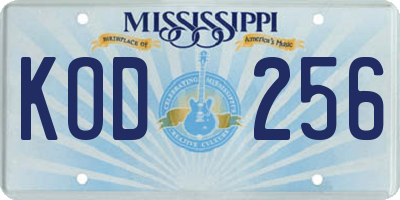 MS license plate KOD256