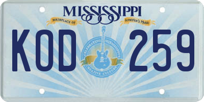 MS license plate KOD259