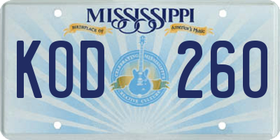 MS license plate KOD260