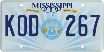 MS license plate KOD267