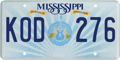MS license plate KOD276