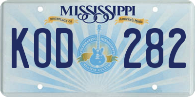 MS license plate KOD282