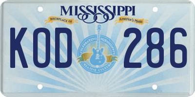 MS license plate KOD286