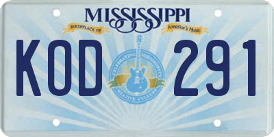 MS license plate KOD291