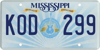 MS license plate KOD299