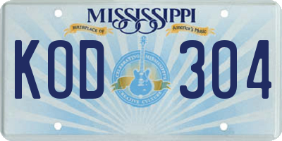 MS license plate KOD304