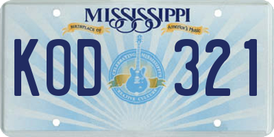 MS license plate KOD321