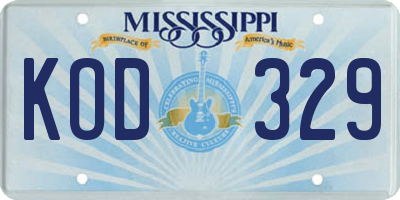 MS license plate KOD329