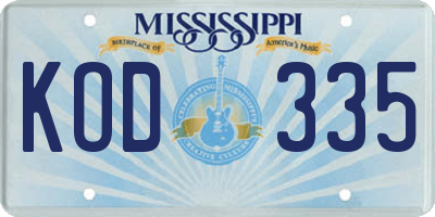 MS license plate KOD335
