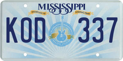 MS license plate KOD337