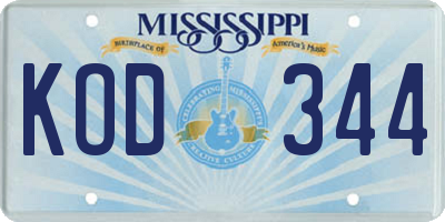 MS license plate KOD344