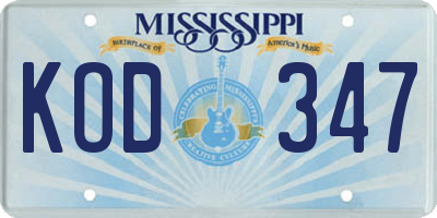 MS license plate KOD347
