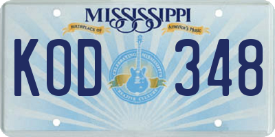 MS license plate KOD348