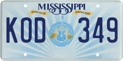 MS license plate KOD349