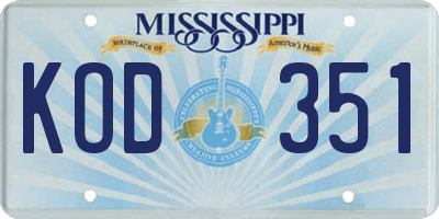 MS license plate KOD351