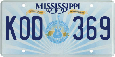 MS license plate KOD369