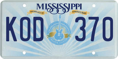 MS license plate KOD370