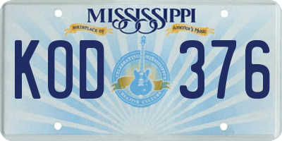 MS license plate KOD376