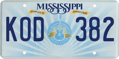 MS license plate KOD382