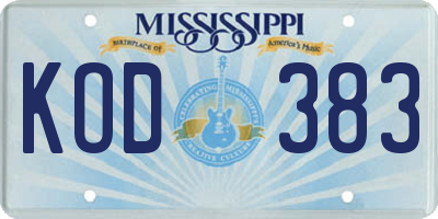 MS license plate KOD383