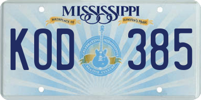 MS license plate KOD385