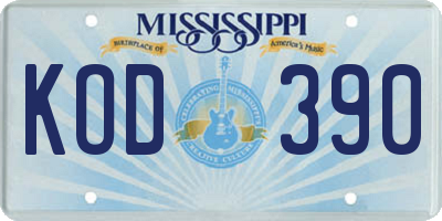 MS license plate KOD390