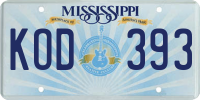 MS license plate KOD393