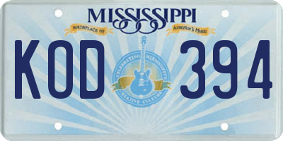 MS license plate KOD394