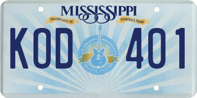 MS license plate KOD401