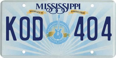 MS license plate KOD404