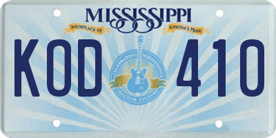 MS license plate KOD410