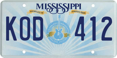 MS license plate KOD412