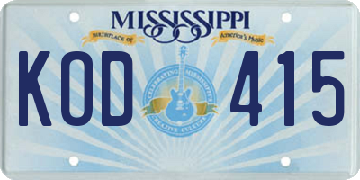 MS license plate KOD415