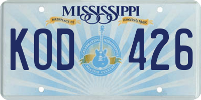 MS license plate KOD426