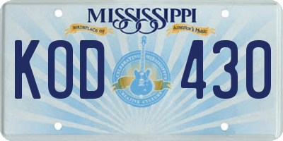 MS license plate KOD430