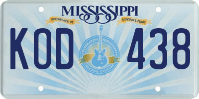 MS license plate KOD438