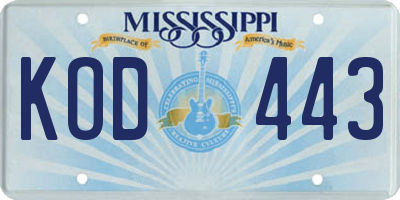 MS license plate KOD443