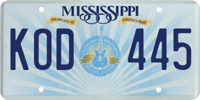 MS license plate KOD445