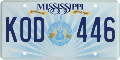 MS license plate KOD446