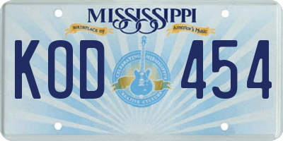 MS license plate KOD454