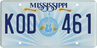 MS license plate KOD461