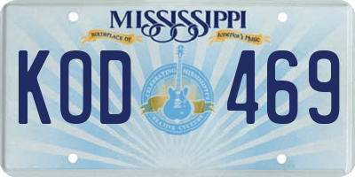 MS license plate KOD469
