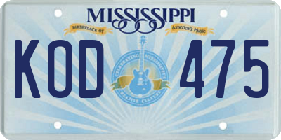 MS license plate KOD475