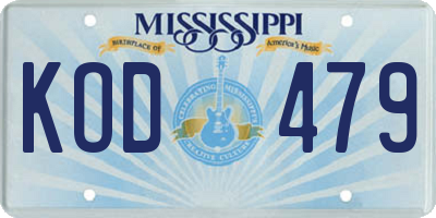 MS license plate KOD479
