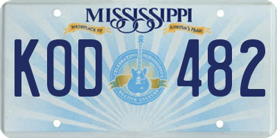 MS license plate KOD482