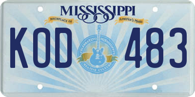 MS license plate KOD483