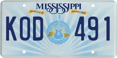MS license plate KOD491