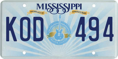 MS license plate KOD494