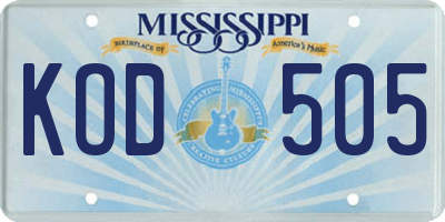 MS license plate KOD505
