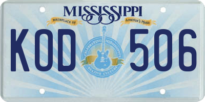 MS license plate KOD506
